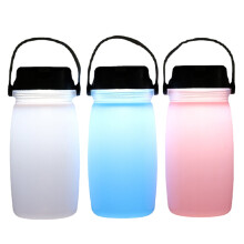 (Blue) Camping Light Water Bottle Solar Charging Phone Charging Kettle Outdoor Sports Travel Mountaineering