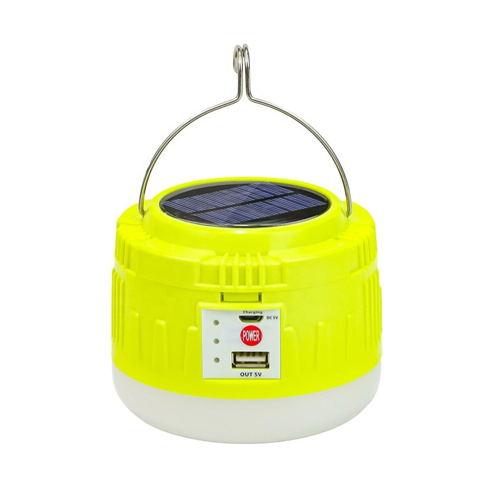 (Yellow) USB Solar LED Camping Light Charger Phone Recharchable Emergency Light Bulbs Outdoor Portable Lanterns Work Tent Lights For BBQ