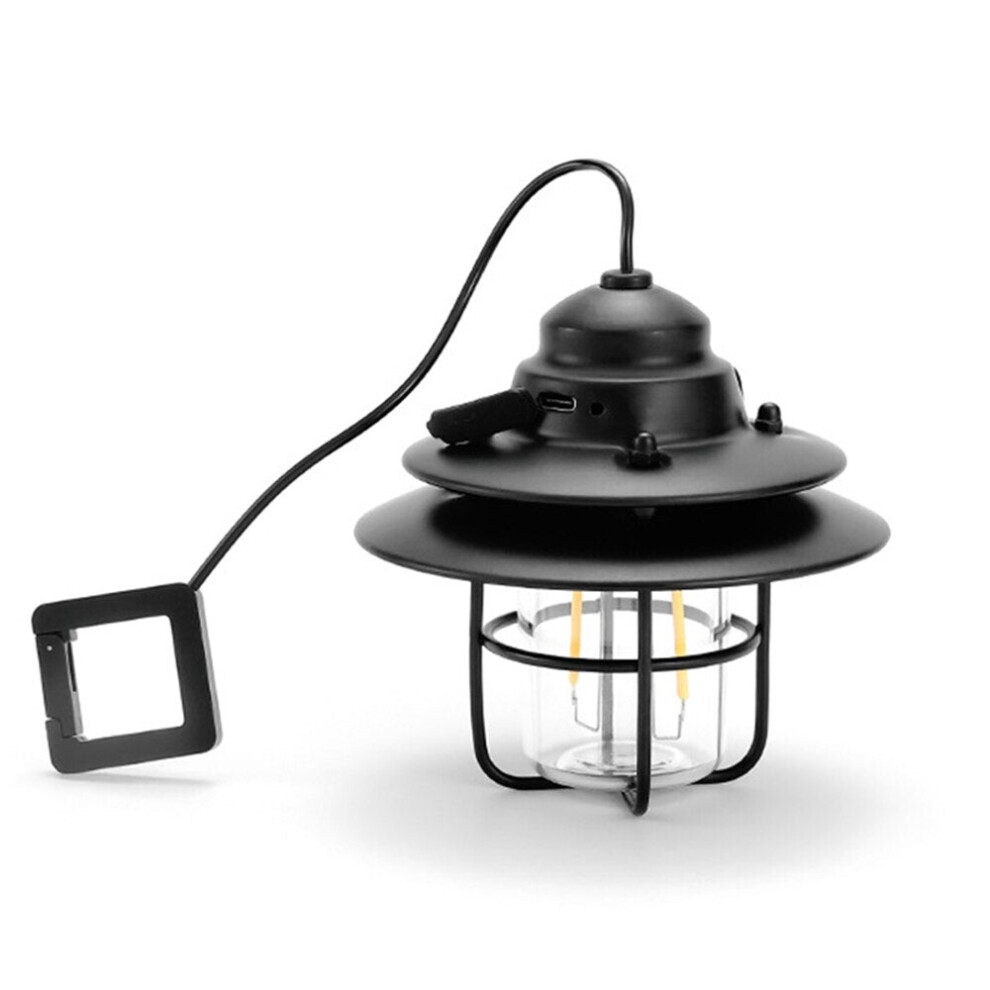 Photos - Flashlight GreenZech Mini Retro Camping Lantern USB Rechargeable Haning Hook Night Light Battery Powered Tent Table Light For Outdoor Eme (Black)