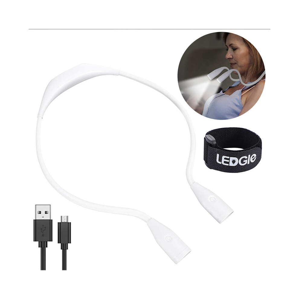 (White) Rechargeable Neck Lamp Reading Lamp LED Night Lights Flashlight Lampe Lightweight Camping Read Lamp BBQ USB Booklight