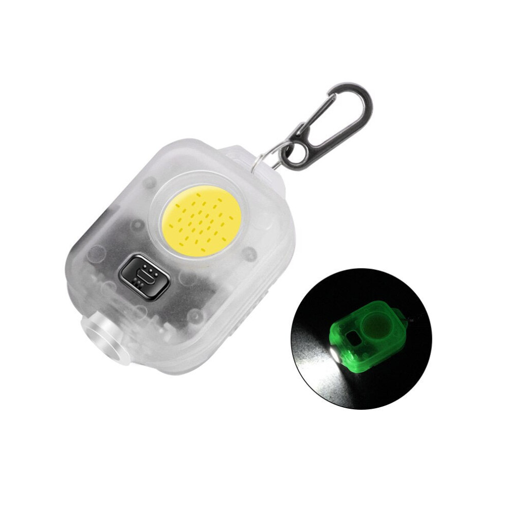 (1 pcs White) Mini LED Keychain Flashlight Ultra Bright COB Key Ring Torch Light Rechargeable 500mAh Battery Pocket Light For Outdoor Camping