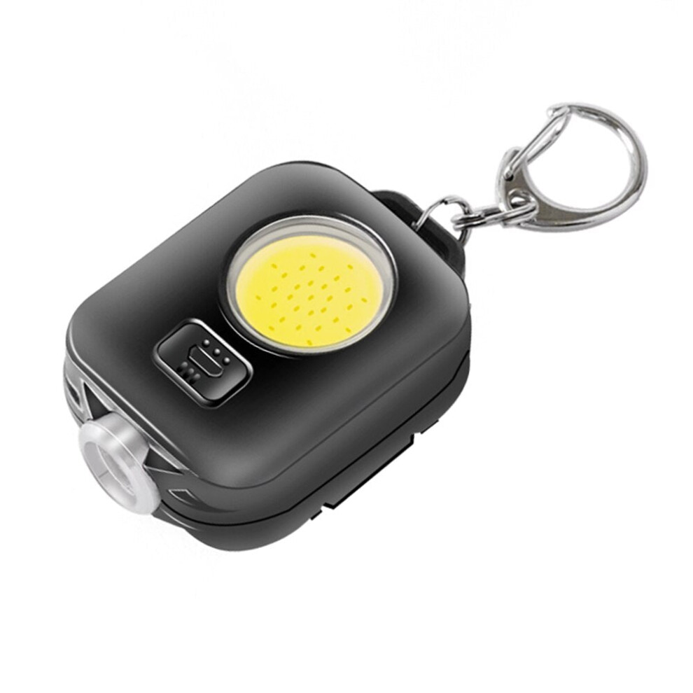 (1 pcs Black) Mini LED Keychain Flashlight Ultra Bright COB Key Ring Torch Light Rechargeable 500mAh Battery Pocket Light For Outdoor Camping