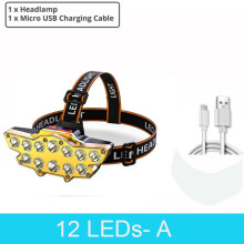 (12 LED V1) 12 LED Headlamp Rechargeable Fishing headlight Super Bright Camping Lantern Light Waterproof Outdoor Run Hiking Head Lamp