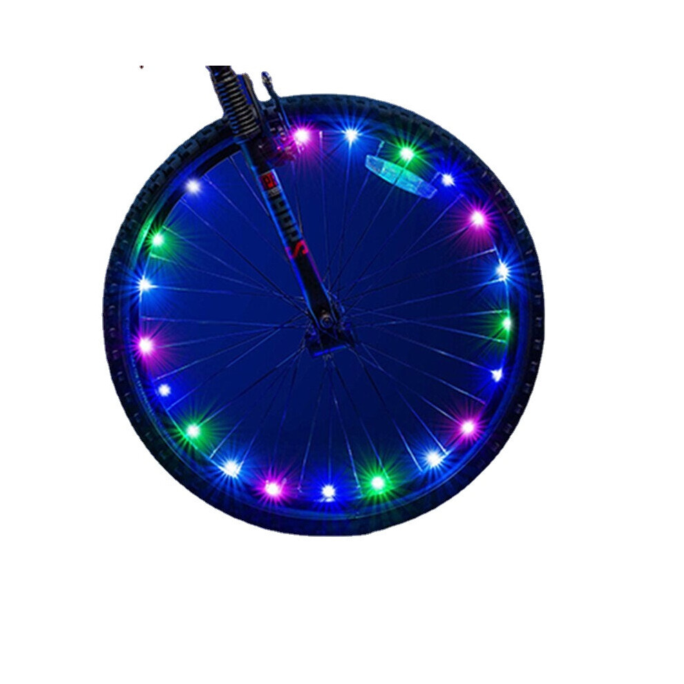 (Blue) Bicycle Lights Mountain Bike Festoon Wheel String Light 2M 20 LED Cycling Spoke Wheel Lamp Bike Accessories Camp Night light