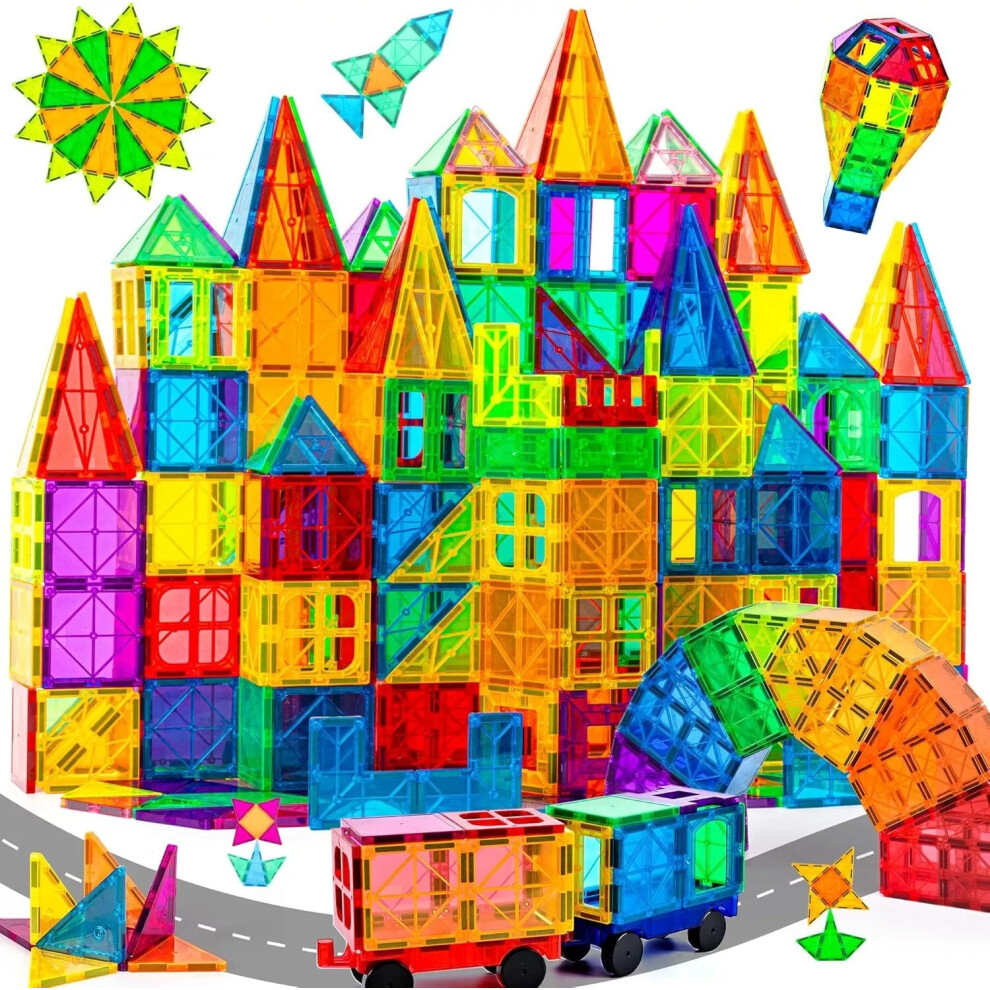 Magnetic Tiles 100 Piece Construction Toy Set Kids Building Blocks 3D Puzzle NEW