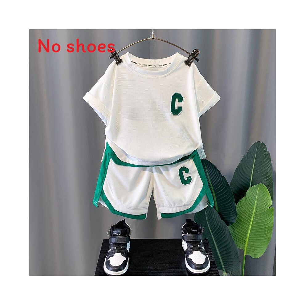 (White, 110cm) Summer Versatile Boys Outfit Set Stylish Short Sleeve Tshirt And Comfortable For Shorts Kids-image-OPC-PFZMG6J-NEW