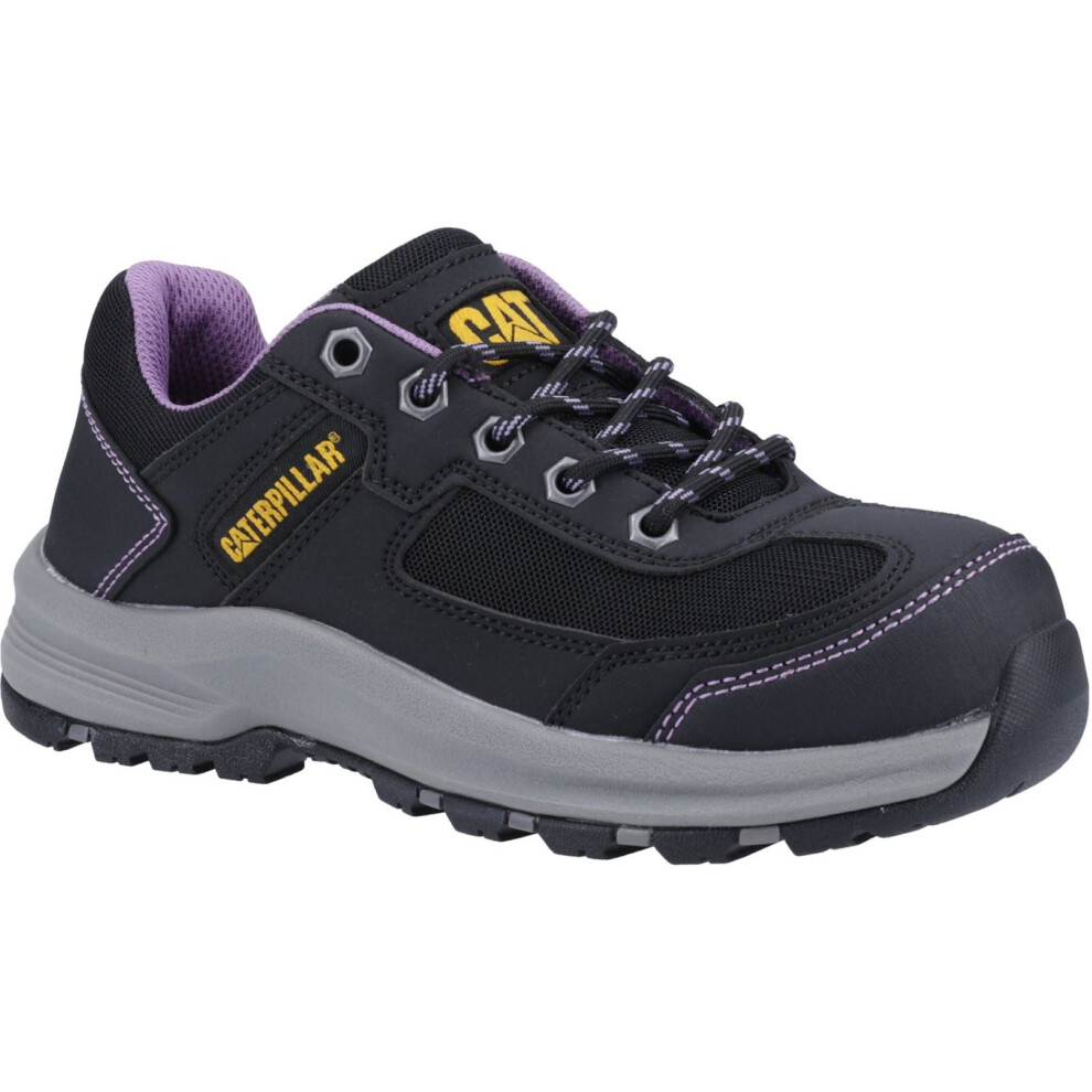 (Black, 8 (Adults')) Caterpillar Elmore PVC Black/Lilac Safety Trainers