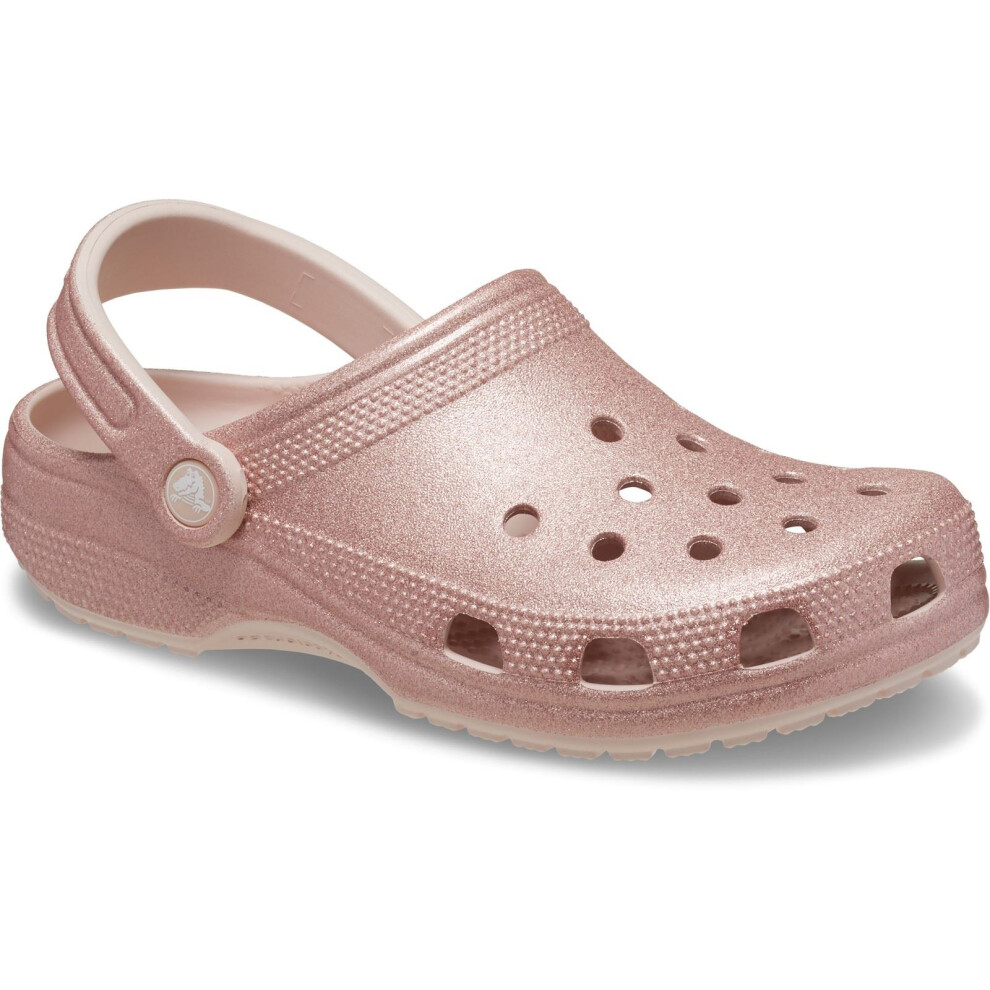 Crocs (, 8 (Adults')) Classic Glitter Thermoplastic Quartz Clogs Pink