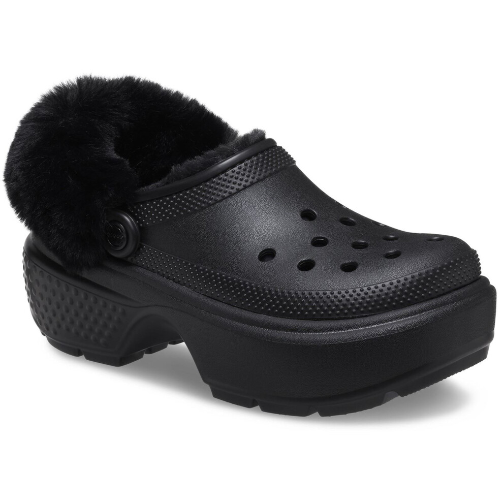 (Black, 7 (Adults')) Crocs Stomp Lined EVA Women's Black Clogs