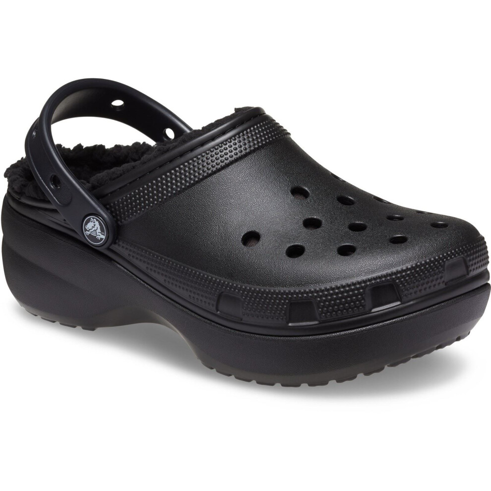 (Black, 8 (Adults')) Crocs Classic Platform Lined Thermoplastic Women's Black Clogs