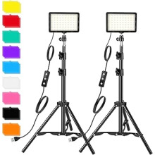 Photography Video Lighting Kit LED Studio Streaming Light with 9 Color