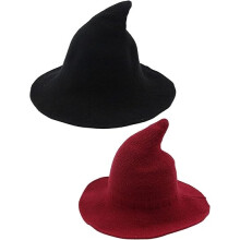 2 Pack Halloween Witch Hat Warm Wool Hats for Women Hal