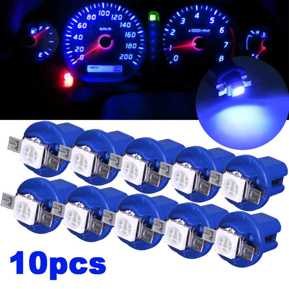 10Pcs T5 B8.5d 5050 Smd Car Led Dashboard Instrument Lights Bulbs Accessory Blue 7751377897504