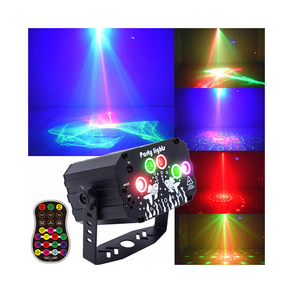 DJ Party Lights Stage Laser - Northern Light Effect RGB Sound Activated Disco Strobe Lighting with Remote Control - Music Show Projector for Indoor Bi