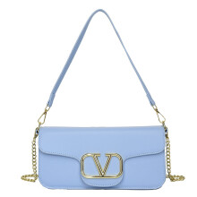 European and American trend simple cross body bag women's bag shoulder bag chain armpit bag, blue