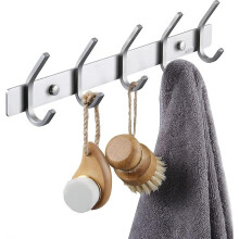 Porte-manteau de salle de bain avec 5 crochets Porte-manteau en acier inoxydable SUS304 Finition brossée Porte-manteau de salle de bain.