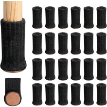 24 chaussettes pour pieds de chaises, pieds de meubles, coussinets antidérapants pour pieds de chaises de 1"-2" de diamètre, noir