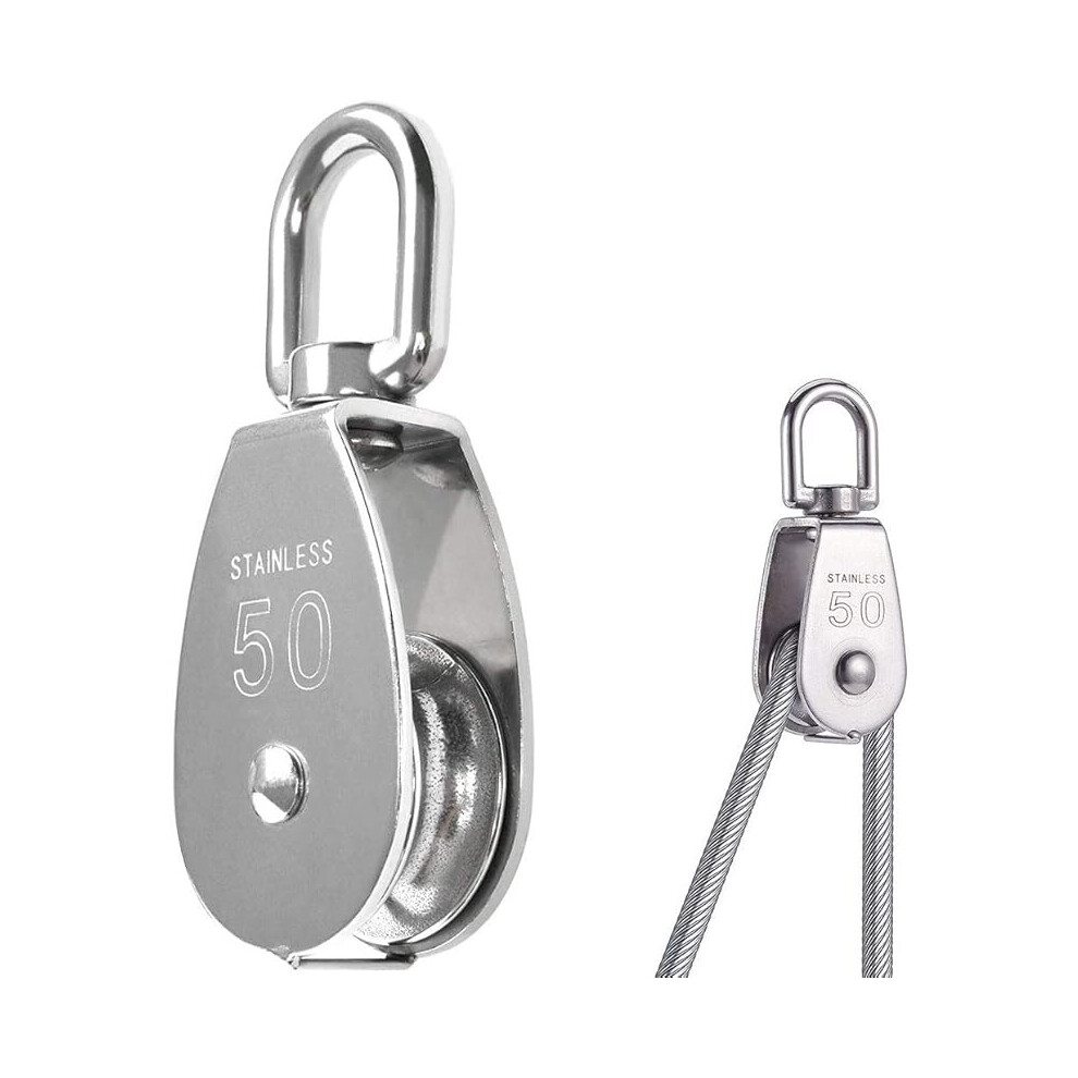 M50 304 Stainless Steel Single Wheel Swivel Pulley Loading 400Kg - Silver 7334477992876
