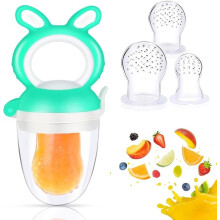 Fruitfopspeen voor babyvoeding, Silicone Babyknabbel 3 maanden, Fruitfopspeen voor babyvoeding (Groen M)