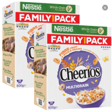 Nestle Cheerios Whole Grain Cereal, 2 x 600g, High in Fibre & Vitamin D