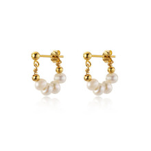 S925 Silver Needle Mesh Red Simple Pearl Earrings Small Design Earrings Women's Fashion Style Premium Earrings