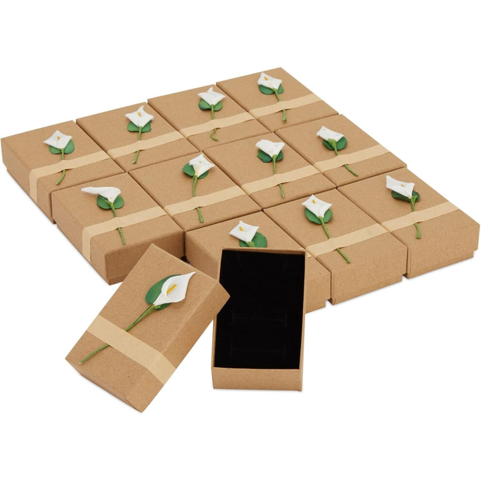 Boîtes en papier kraft avec couvercle pour bijoux, cadeaux de fête (3.5 x 2 In, 12 packs)