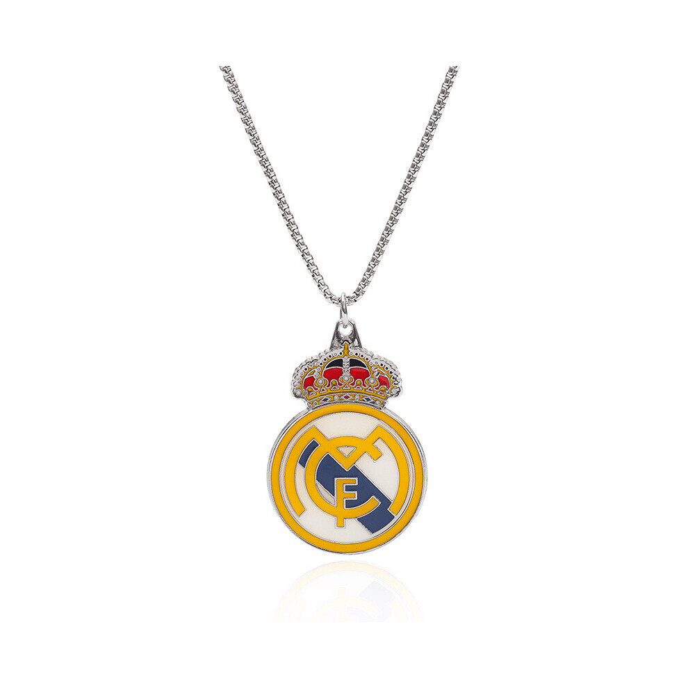 Baked Lacquer reversible necklace with snake and bone chain Fan necklace for football club birthday Real Madrid