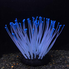 1PC Anemoon Kunstmatige Aquarium Planten Kunstmatige Aquarium Siliconen Plant Aquarium Decoratie Fish Tank Decoratie 9*7cm Blauw