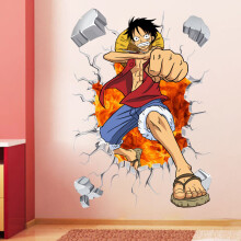 3D One Piece Luffy self adhesive wall stickers boy bedroom creative graffiti cartoon cartoon stickers PVC