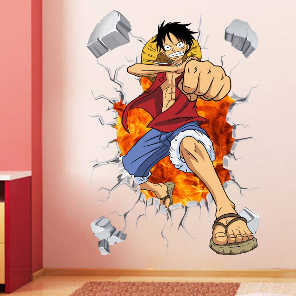 3D One Piece Luffy self adhesive wall stickers boy bedroom creative graffiti cartoon cartoon stickers PVC