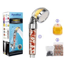 Pomme de douche, pomme de douche anti-calcaire système de filtration ionique (douche + bloc encens + boule filtrante)