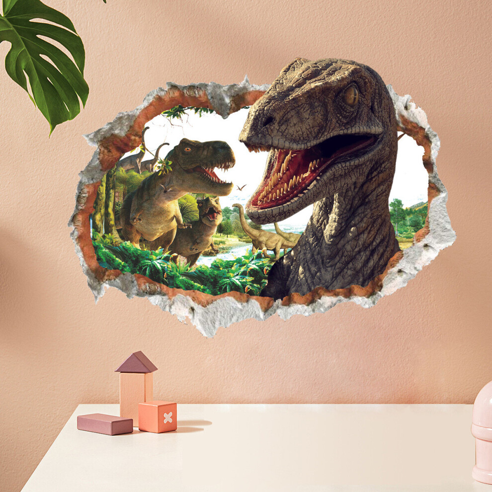 Broken wall 3D dinosaur animal wall sticker bedroom living room children's room decorative sticker pvc