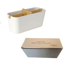 Boîte de rangement multifonction en fibre de bambou pour brosse à dents, cosmétiques et télécommandes