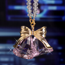 Christmas Crystals Double Bell Ornament Crystal Bells Home Decoration (Pink)