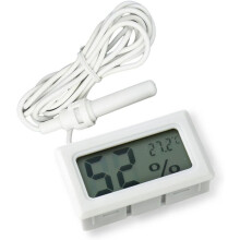 Thermomètre LCD digital 2-en-1 avec hygromètre externe pour volaille, aquarium, couveuse pour reptiles - Blanc
