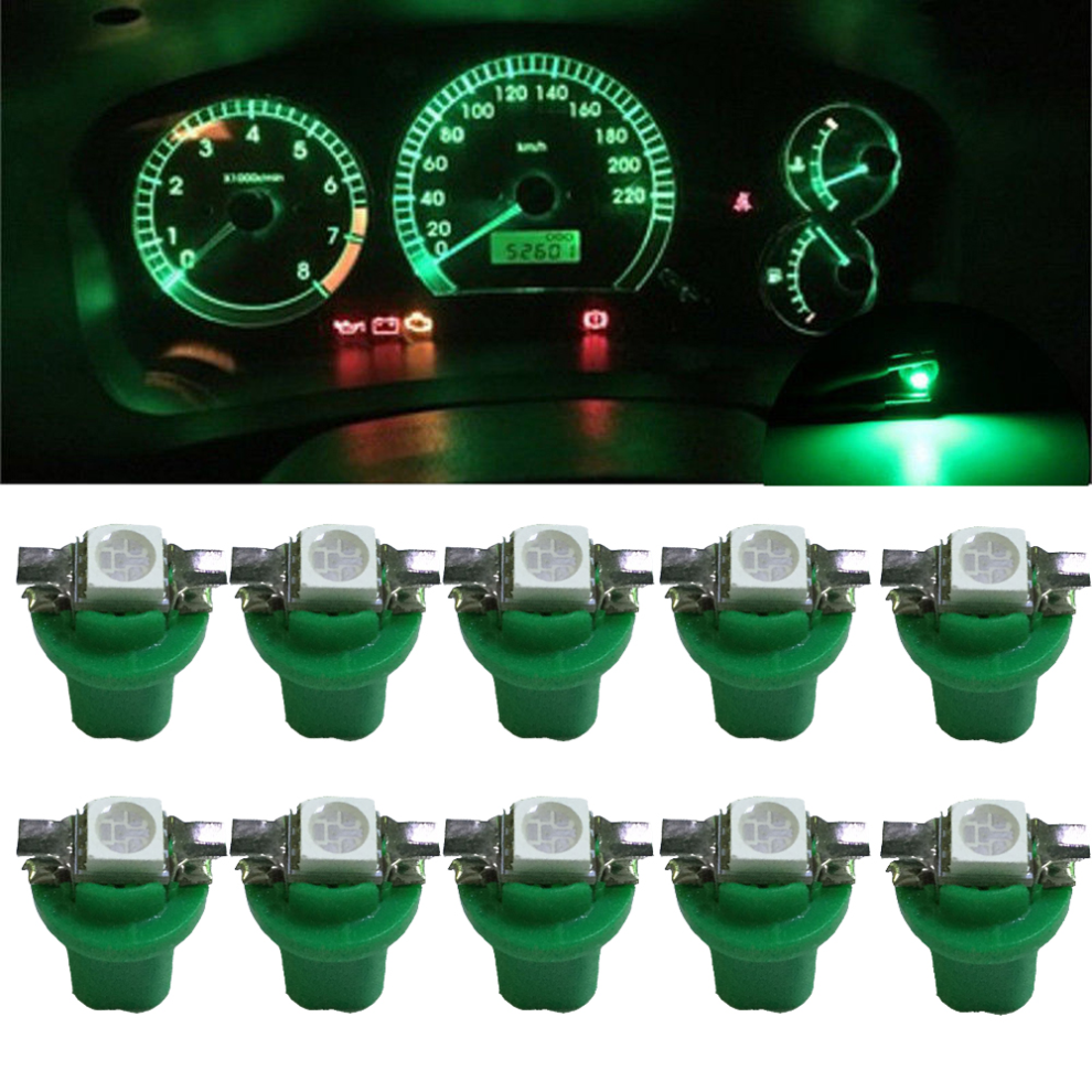 10X T5 B8.5d 5050 Smd Car Led Dashboard Instrument Bulbs Accessories Green/Light 7751377897498