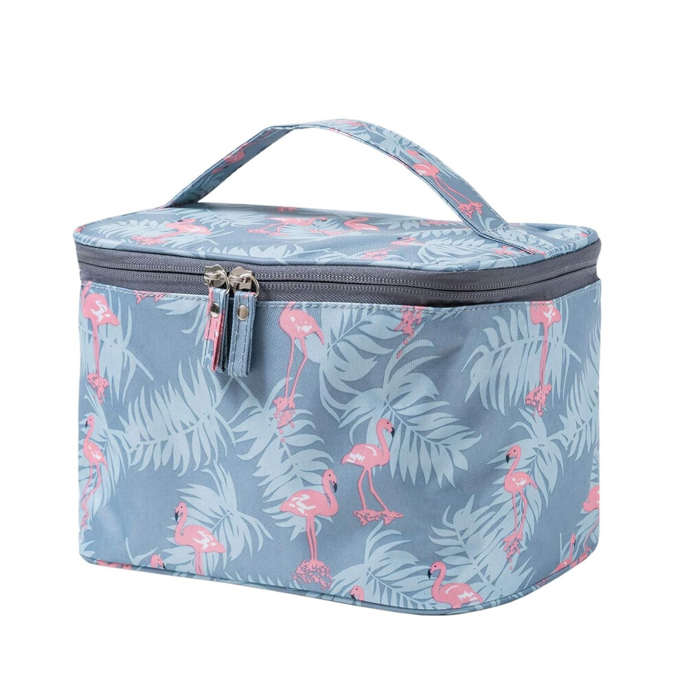 Nydia Blue Makeup Bag Cosmetic Bags For Women Travel Makeup Organizer Case, Flamingos