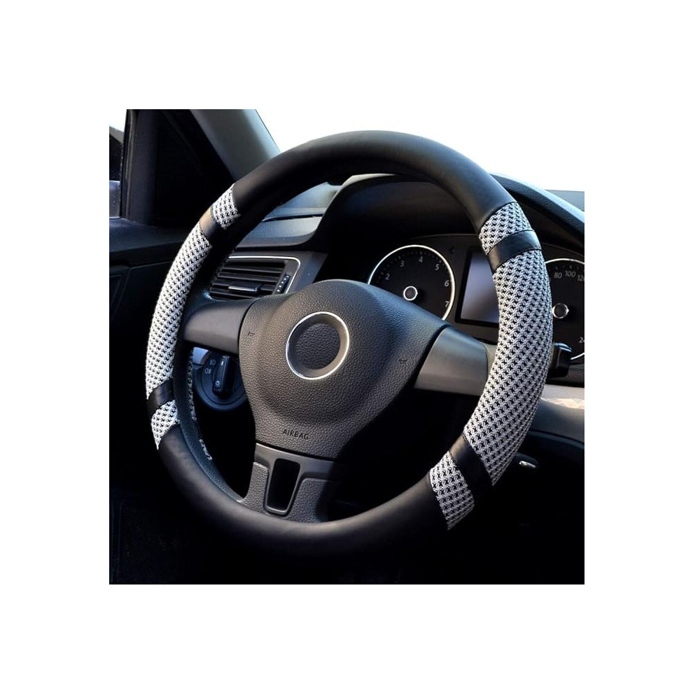 Microfiber Leather Steering Wheel Cover Universal Car Steering Wheel Cover 38Cm, Car Steering Wheel Cover Non-Slip Breathable Soft Durable Car Accesso 7334477994023