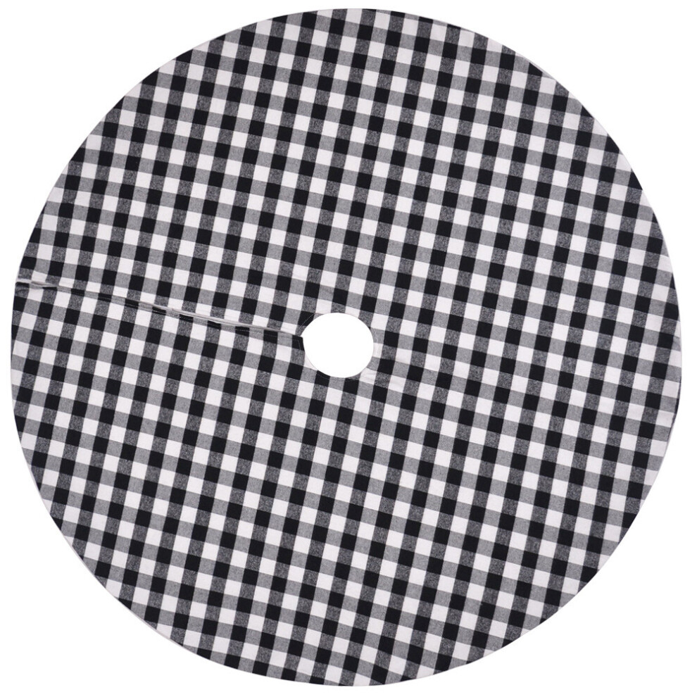 54 Inch Christmas Tree Skirt Black and White Plaid Christmas Decoration-image-OPC-PFHD5FG-NEW