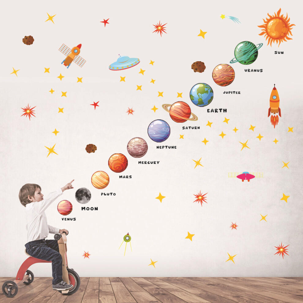 Nine planets wall sticker Creative children's room Background wall decoration PVC graffiti sticker