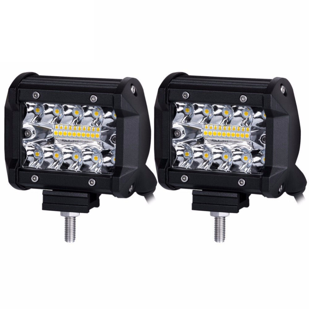 2-Piece Led Car Lamp, Three Eye Type, 20Led External Auxiliary Maintenance, 4-Inch 60W Work Lamp, Off-Road Vehicle Refitted Spotlight 7751377890680