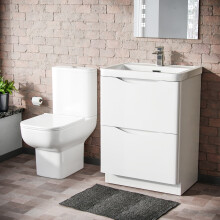 Nes Home 600mm 2 Drawer Vanity Basin Unit & Close Coupled Toilet
