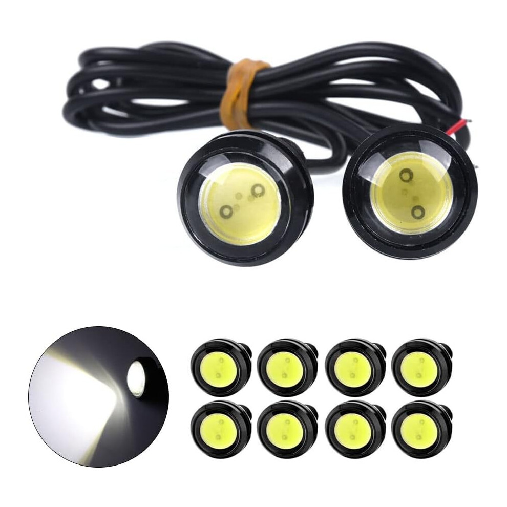 10Pcs (12V, ) 18Mm Eagle Eye Led Lights 9W Drl Daytime Running Lights Backup Reversing Parking Signal Automobiles Lamps White 7751377885716