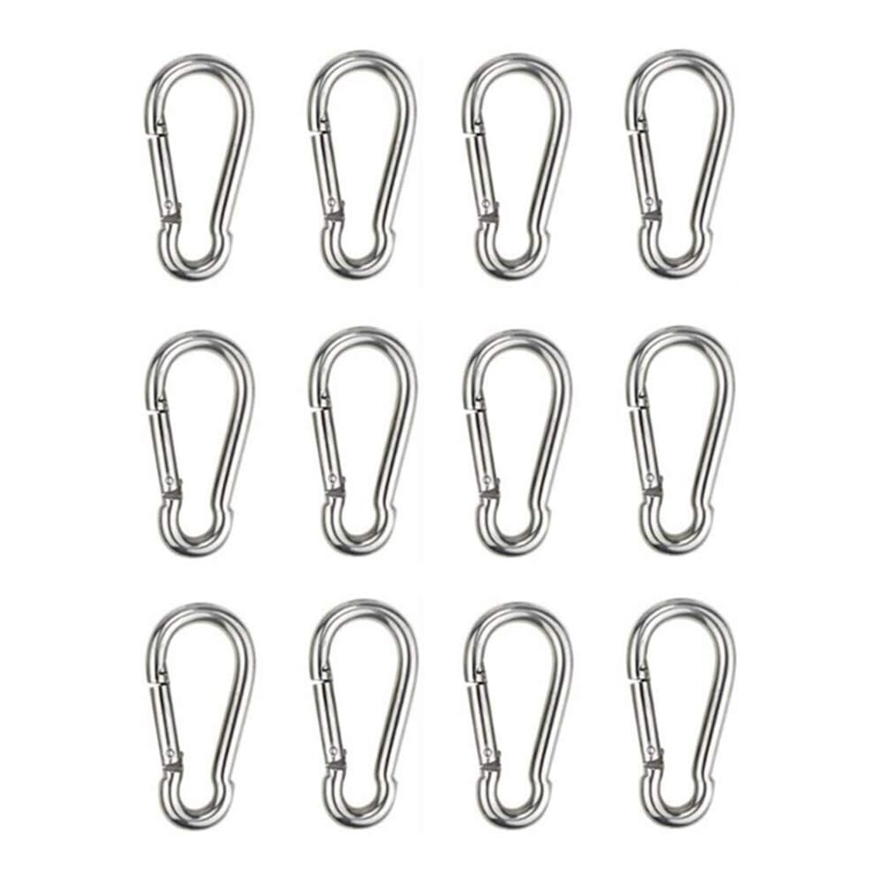 12Pcs Fastener Carabiner For Heavy Duty, Sports, Lock Dogs, Swing Hammock, 304 Stainless Steel, 6Mm Thickness 7334477992814