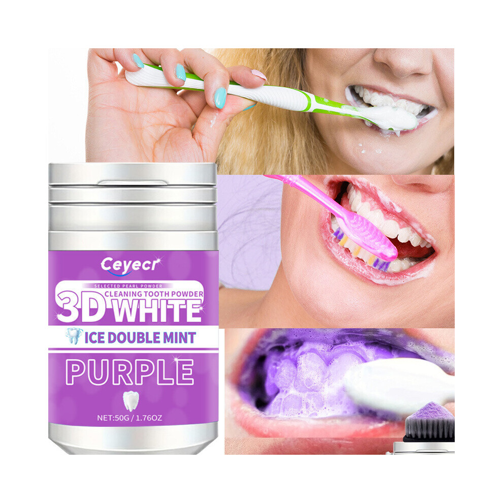 Purple teeth whitening powder Daily use Deep cleaning and polishing tooth powder