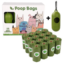 Poop Bags, 16 Rollen Hundekotbeutel, Hundekotbeutel mit 1 Spender, große wasserdichte Hundekotbeutel, grüne Hundekotbeutel.