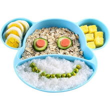Silicone Plates for Babies, Toddlers and Kids, with Strong Suction, BPA Free, Dishwasher and Microwave Safe, FDA Approved (Blue)