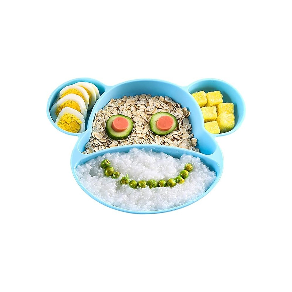 Silicone Plates For Babies, Toddlers And Kids, With Strong Suction, Bpa Free, Dishwasher And Microwave Safe, Fda Approved (Blue) Blue