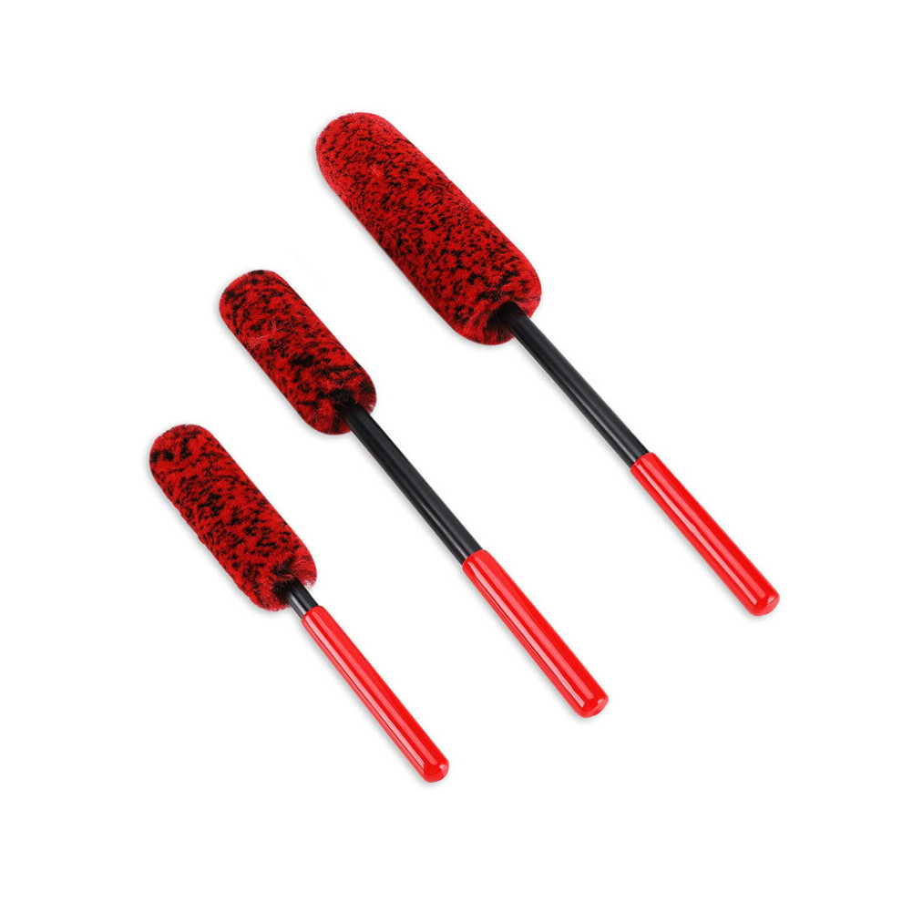 3 Pcs Car Cleaner Beauty Hub Brush Imitation Wool Fiber Brush Car Rod Brush Gap Cleaning Brush Large And Small Size Wool Brush 7334477015612