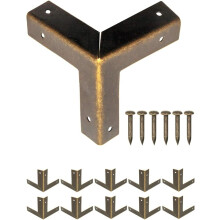 10 Pack antike Metall-Möbelecken, Kantenschutz-Ecken für Kisten und Möbel - Vintage Style Aged Brass - 32 x 32 mm